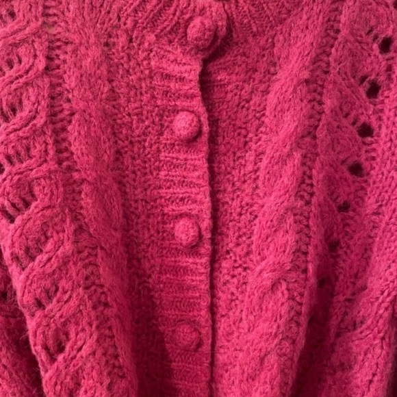 LoveShackFancy Pink Cable Knit Cardigan - Picture 6 of 14